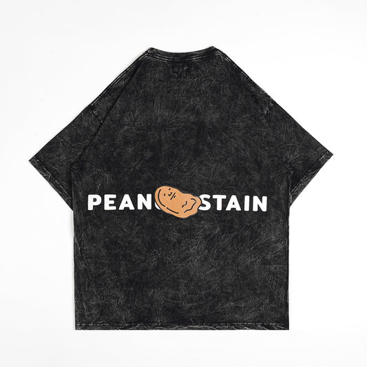 PEANUT STAIN - Big Logo Washed Black Oversized Tshirt