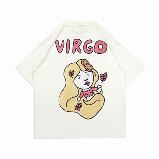 PEANUT STAIN - Virgo Zodiac Ivory Oversized Tshirt