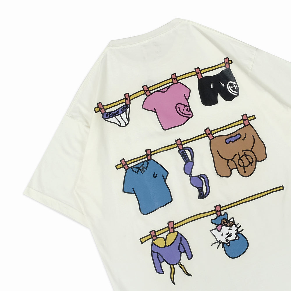 PEANUT STAIN - Clothesline Ivory Oversized Tshirt