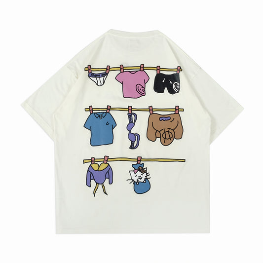 PEANUT STAIN - Clothesline Ivory Oversized Tshirt