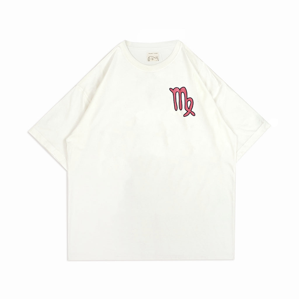 PEANUT STAIN - Virgo Zodiac Ivory Oversized Tshirt