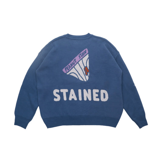 PEANUT STAIN - Stained Blue Oversized Knit Sweater