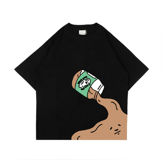 PEANUT STAIN - Spilled Peanut Butter Black Oversized Tshirt
