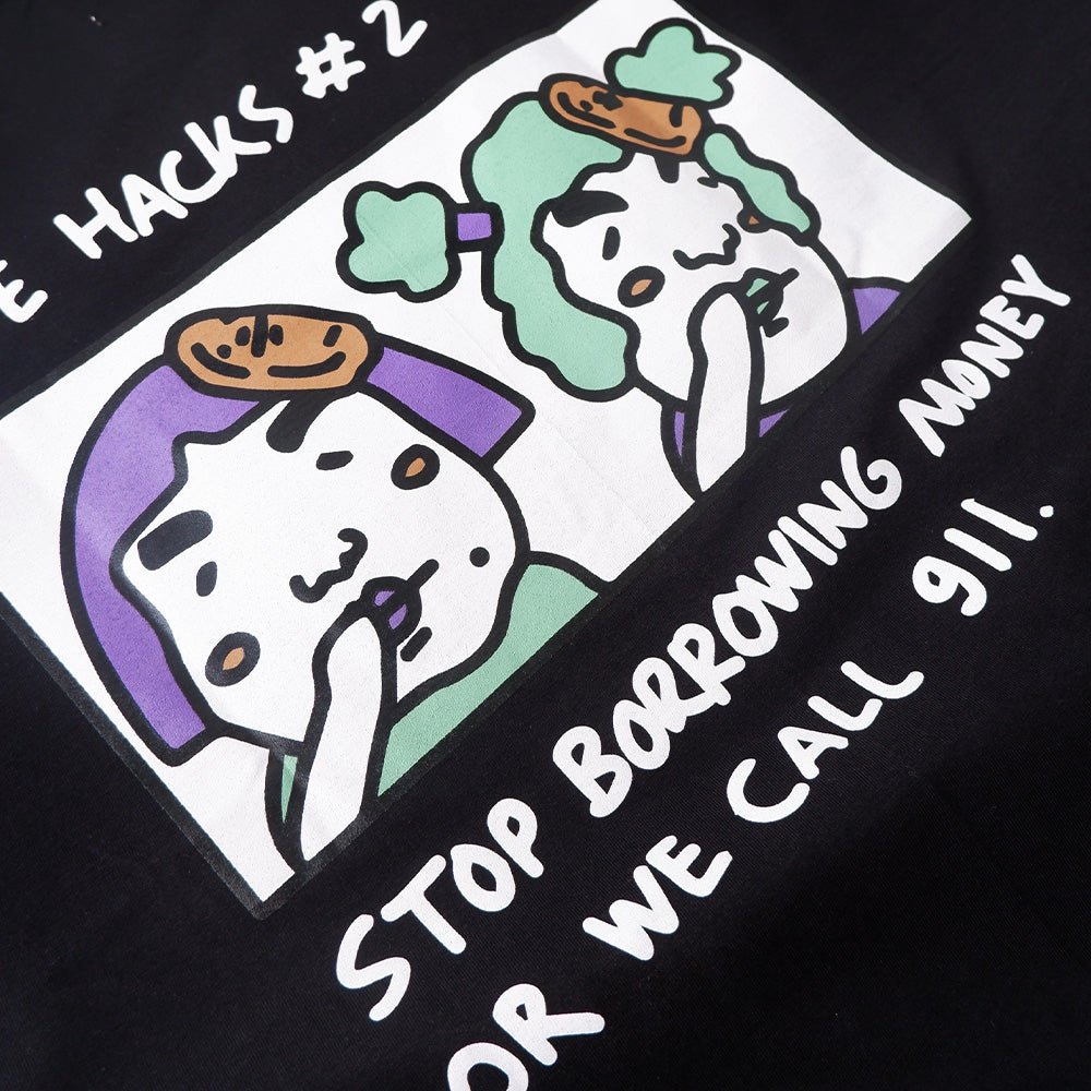 PEANUT STAIN - Life Hacks Part Two Black Oversized Tshirt