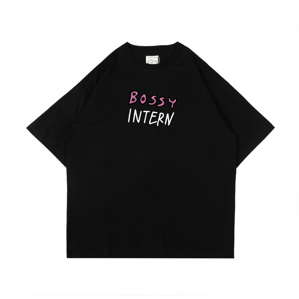 PEANUT STAIN - Bossy Intern Black Oversized Tshirt