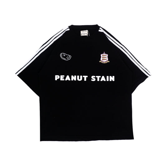 PEANUT STAIN - 4 Stripes Arm Black Oversized Tshirt