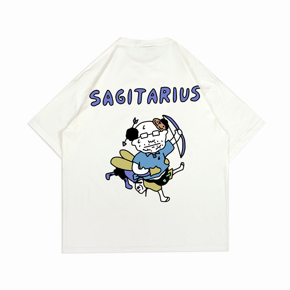 PEANUT STAIN - Sagitarius Zodiac Ivory Oversized Tshirt