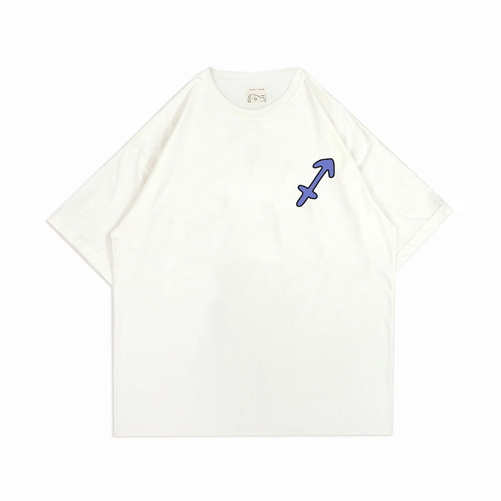 PEANUT STAIN - Sagitarius Zodiac Ivory Oversized Tshirt
