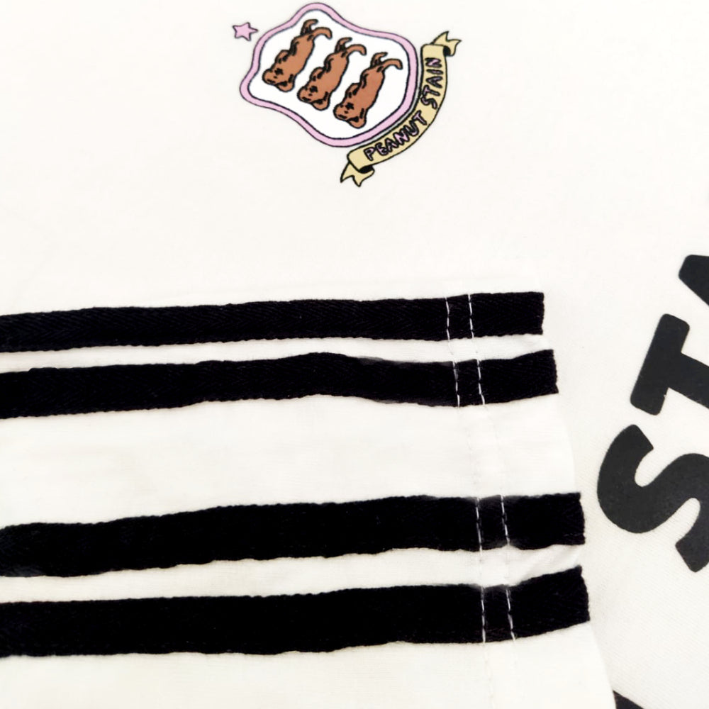 PEANUT STAIN - 4 Stripes Arm Ivory Oversized Tshirt