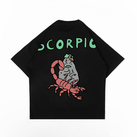 PEANUT STAIN - Scorpio Zodiac Black Oversized Tshirt