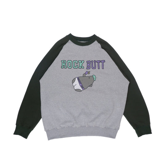 PEANUT STAIN - Rock Butt Grey Green Oversized Raglan Crewneck