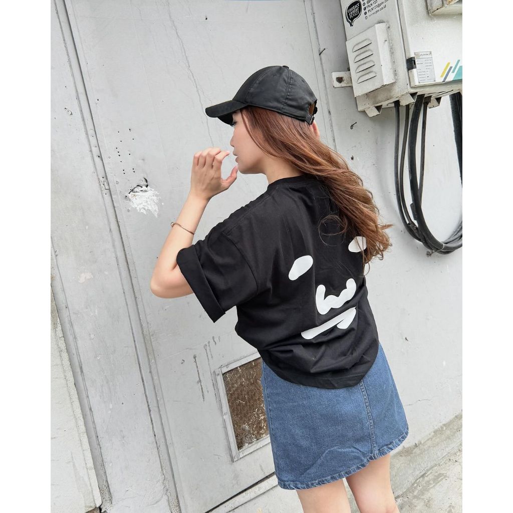 PEANUT STAIN - Peanut Face Black Oversized Tshirt