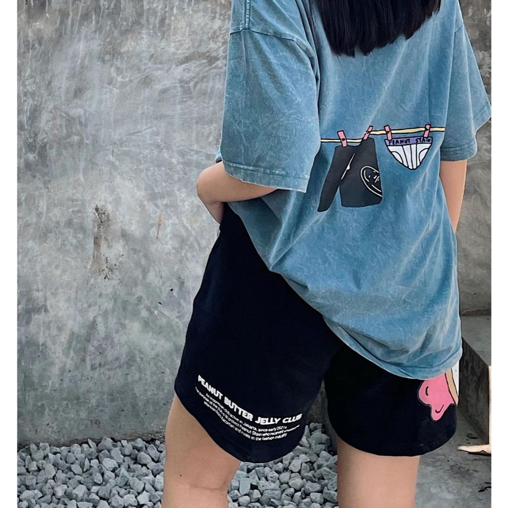 PEANUT STAIN - Hang Out To Dry Washed Blue Oversized Tshirt
