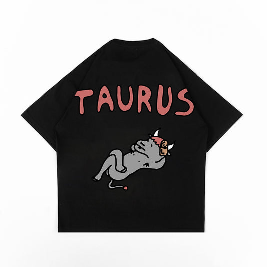 PEANUT STAIN - Taurus Zodiac Black Oversized Tshirt