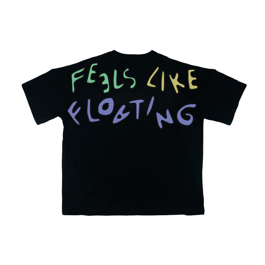 PEANUT STAIN - Feels Like FLoating Black Wide Shoulder Oversized Tshirt