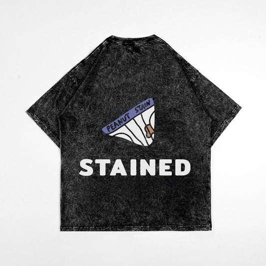 PEANUT STAIN - Stained Washed Black Oversized Tshirt