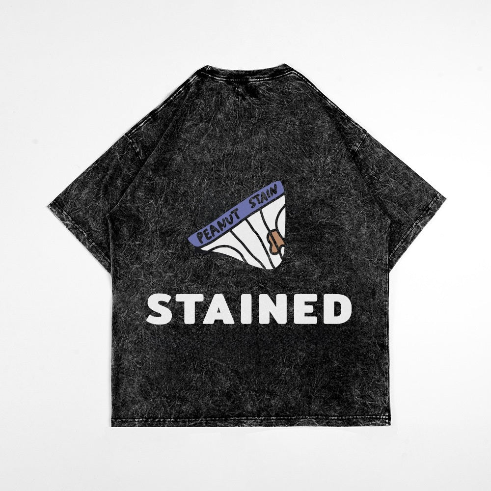 PEANUT STAIN - Stained Washed Black Oversized Tshirt