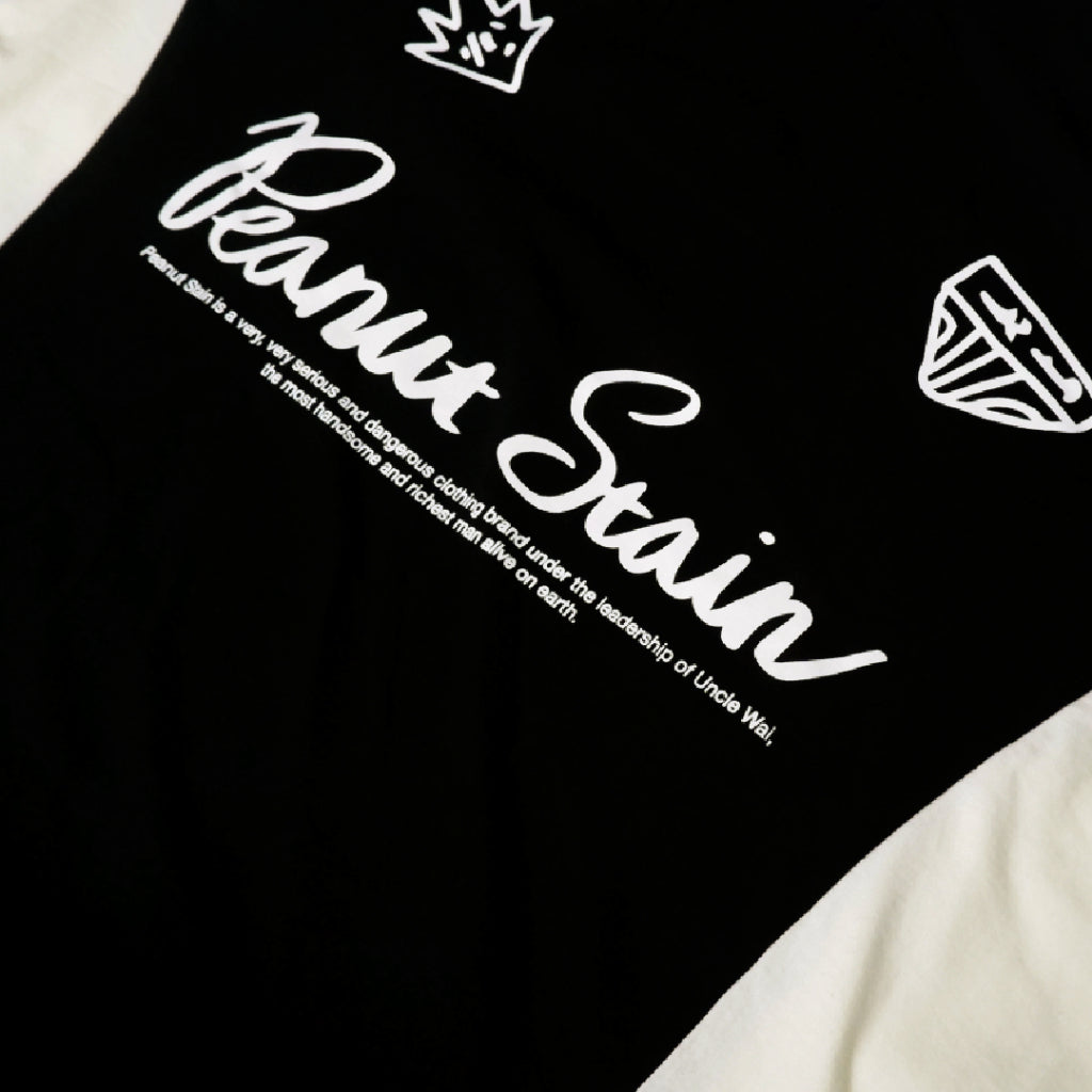 PEANUT STAIN - Active Duo Side Cursive Black Boxy Oversized Tshirt