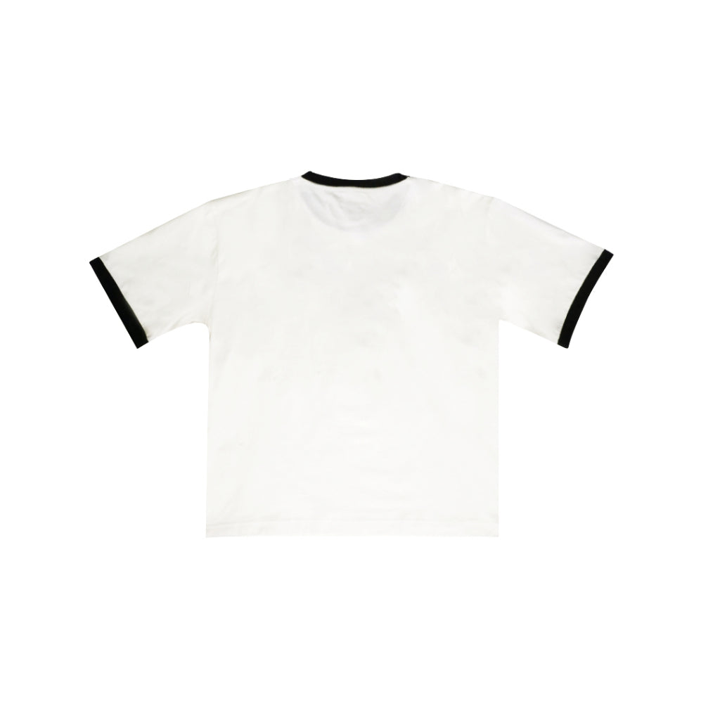 PEANUT STAIN - Active Cursive Ringer Ivory Boxy Oversized Tshirt