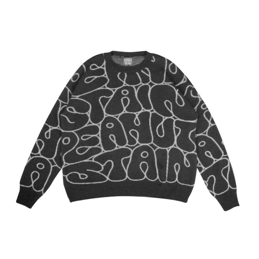 PEANUT STAIN - All Over Grey Oversized Knit Sweater