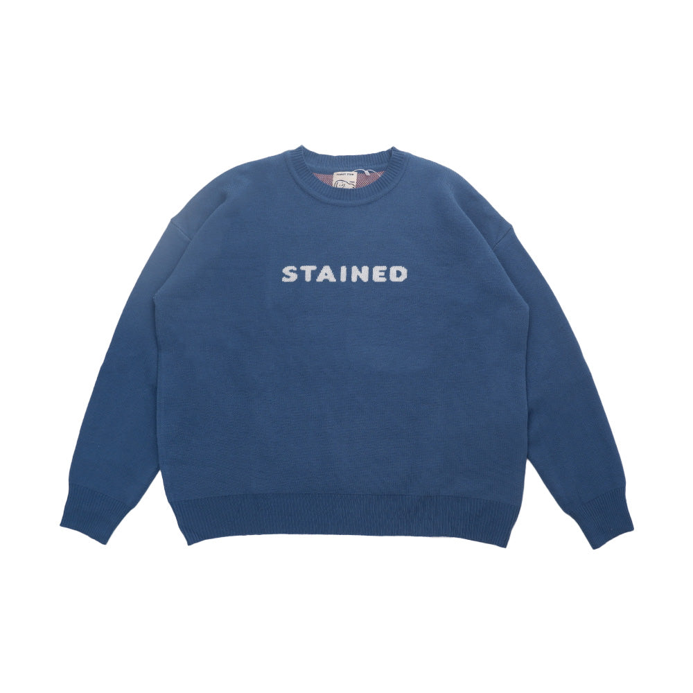PEANUT STAIN - Stained Blue Oversized Knit Sweater