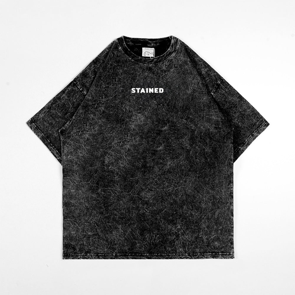 PEANUT STAIN - Stained Washed Black Oversized Tshirt