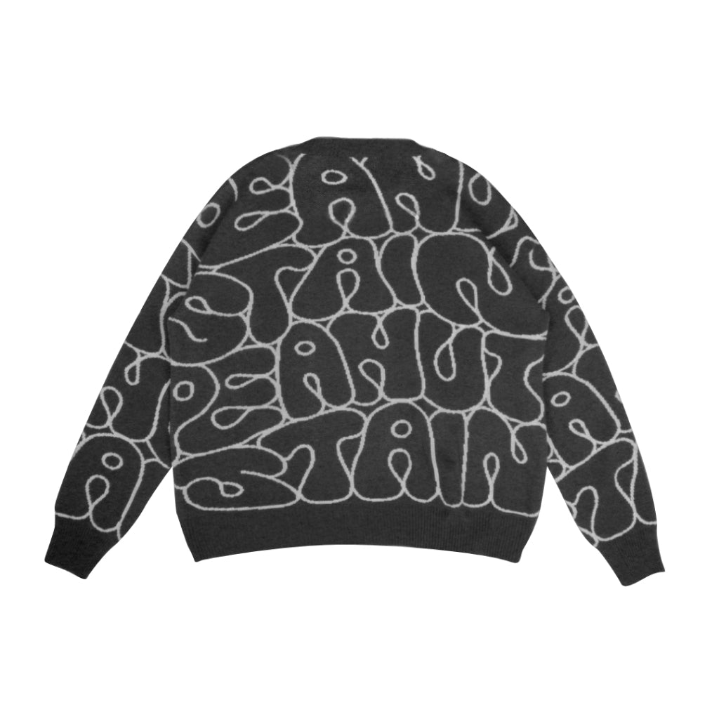 PEANUT STAIN - All Over Grey Oversized Knit Sweater
