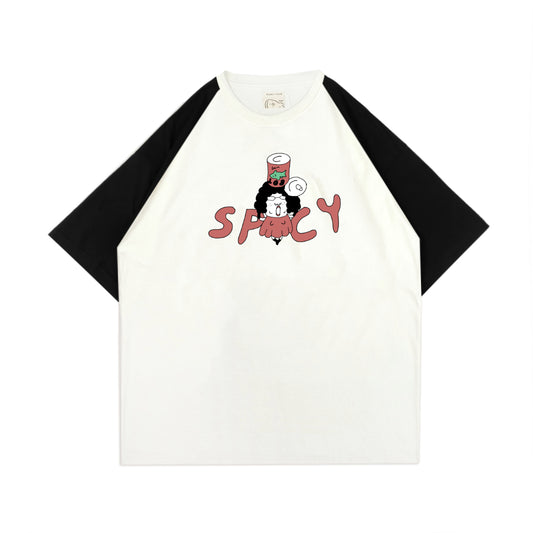 PEANUT STAIN -  Spicy Raglan Black Oversized Tshirt