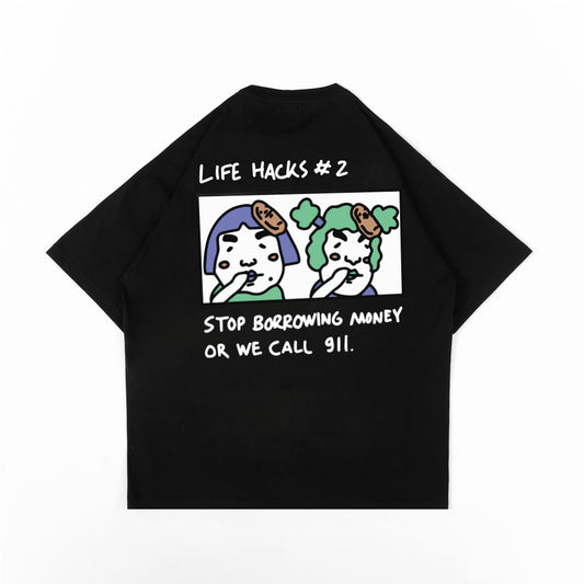 PEANUT STAIN - Life Hacks Part Two Black Oversized Tshirt