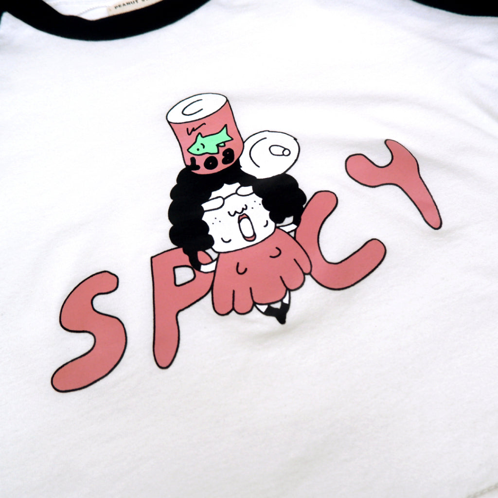 PEANUT STAIN -  Spicy Raglan Black Crop Top Tshirt