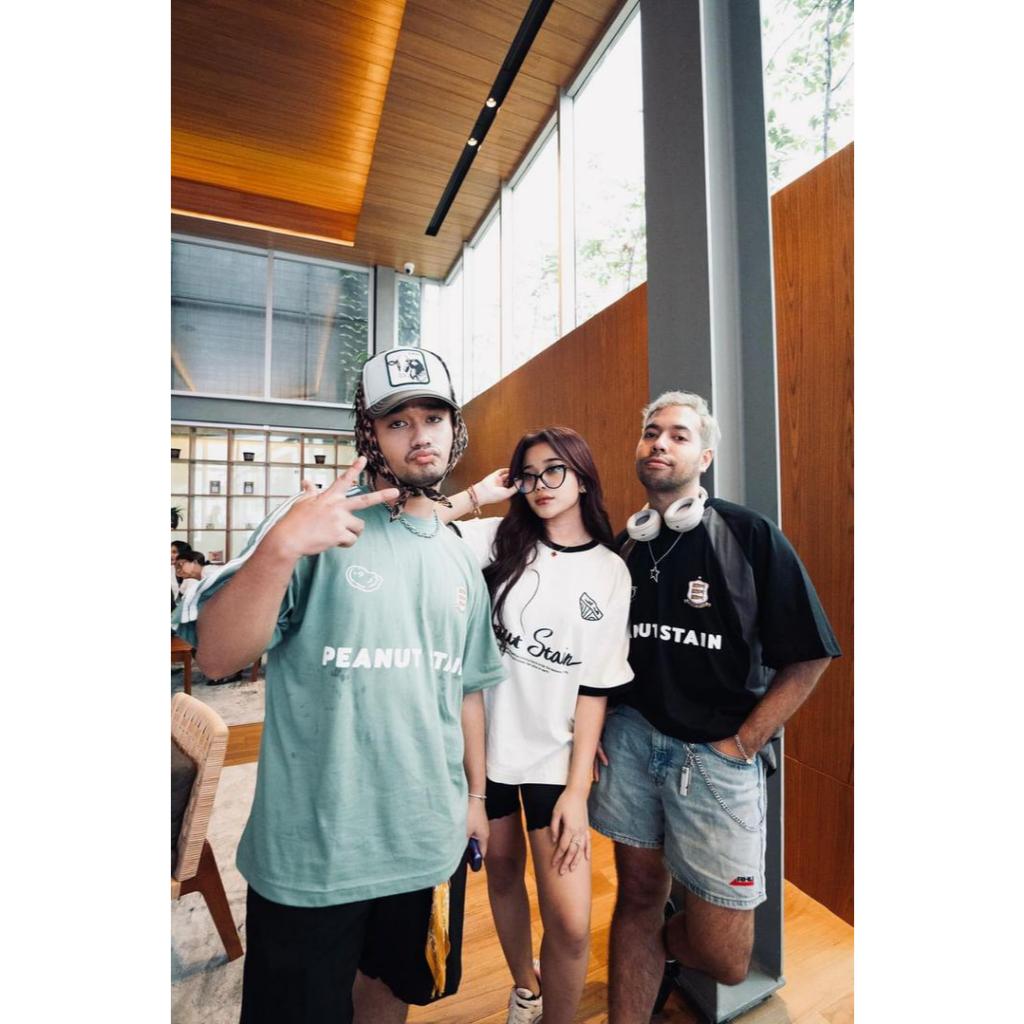 PEANUT STAIN - Active team Grey Black Oversized Tshirt