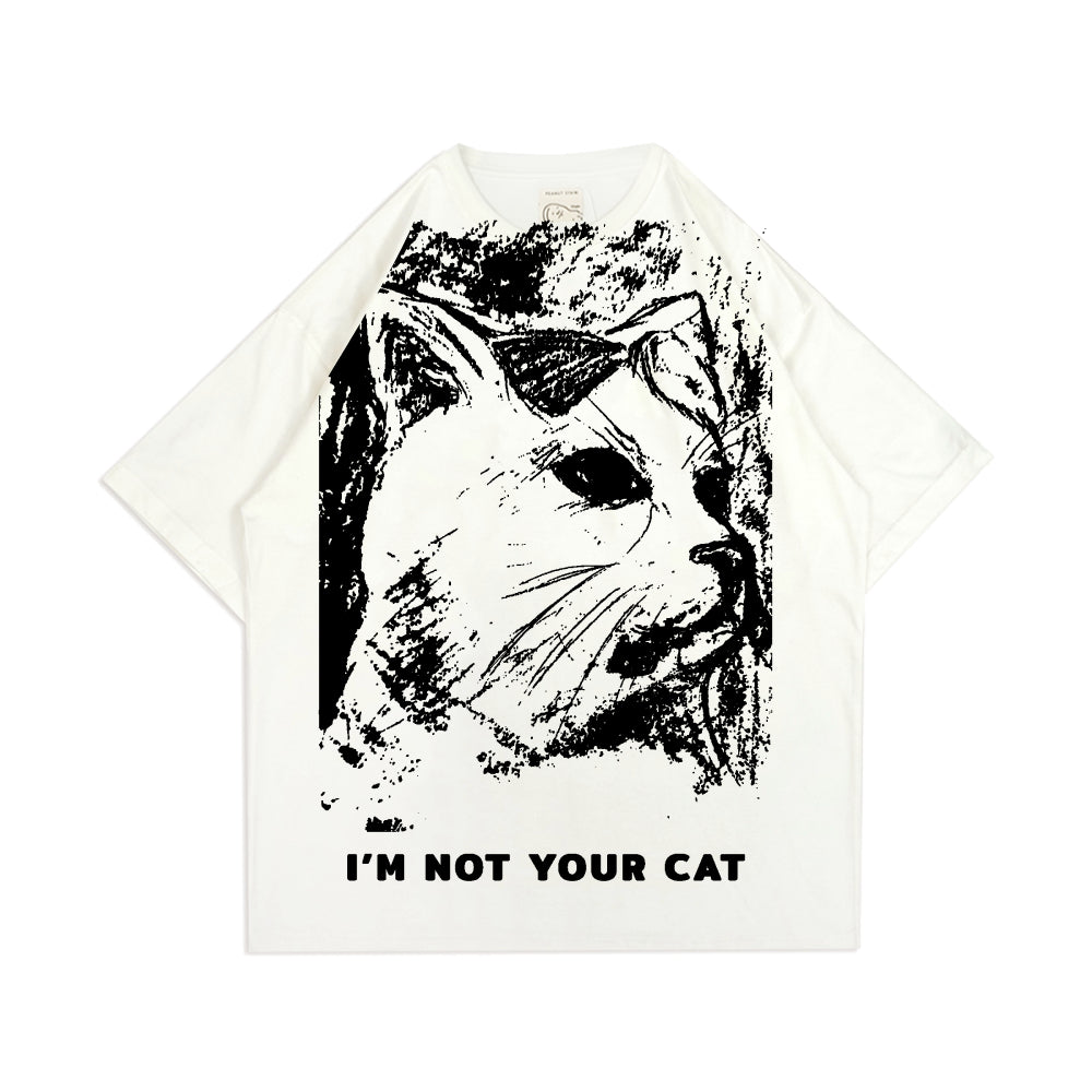 PEANUT STAIN - Maybe I'm your Cat Ivory Oversized Tshirt