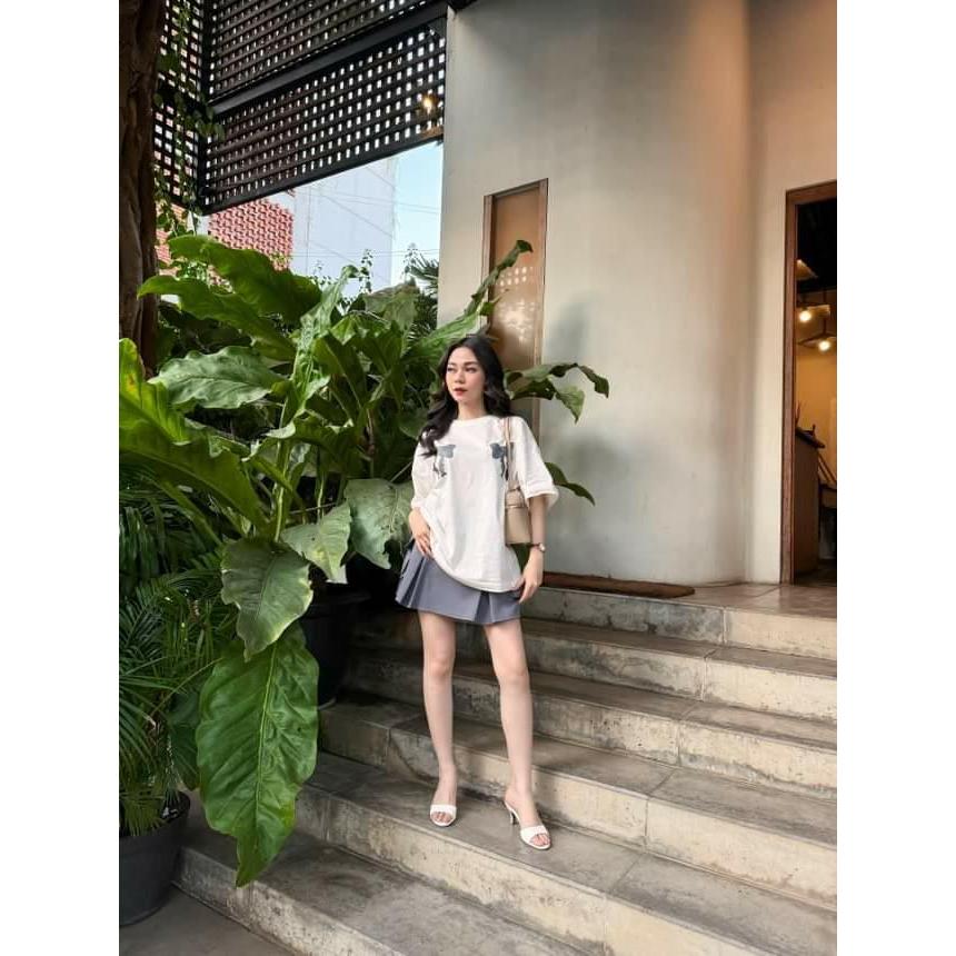 PEANUT STAIN - Coquette Ribbon Ivory Oversized Tshirt