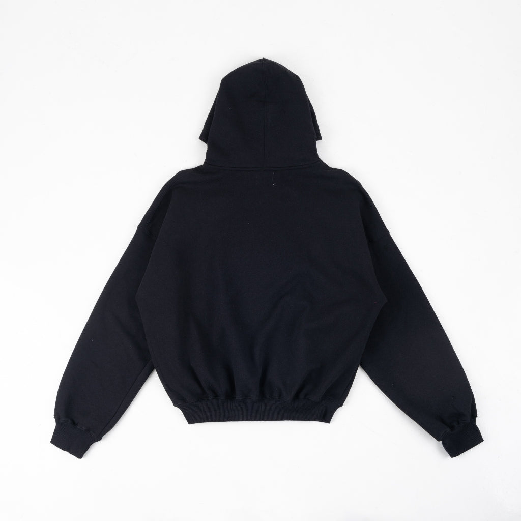 PEANUT STAIN - Internal conflict heart black boxy oversized hoodie