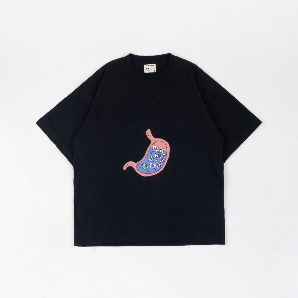 PEANUT STAIN - Internal conflict stomach black oversized tshirt
