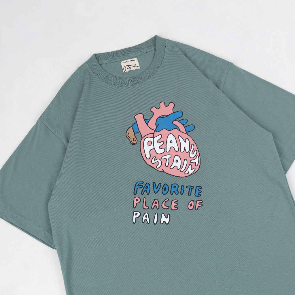 PEANUT STAIN - Internal conflict heart green oversized tshirt