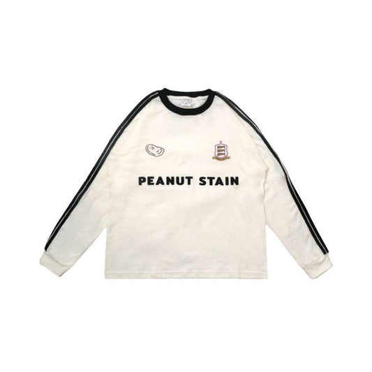 PEANUT STAIN - 4 Stripes Arm Ivory Boxy Long Sleeve Tshirt