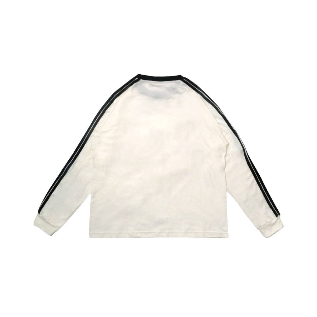 PEANUT STAIN - 4 Stripes Arm Ivory Boxy Long Sleeve Tshirt