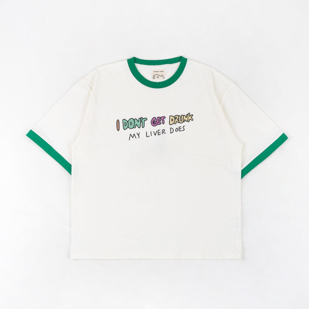 PEANUT STAIN - Internal conflict liver ringer ivory boxy oversized tshirt