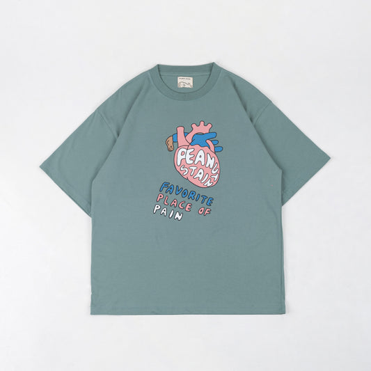 PEANUT STAIN - Internal conflict heart green oversized tshirt