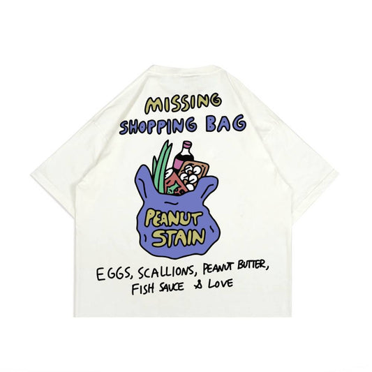 PEANUT STAIN - Missing Shopping Bag ivory boxy oversized tshirt