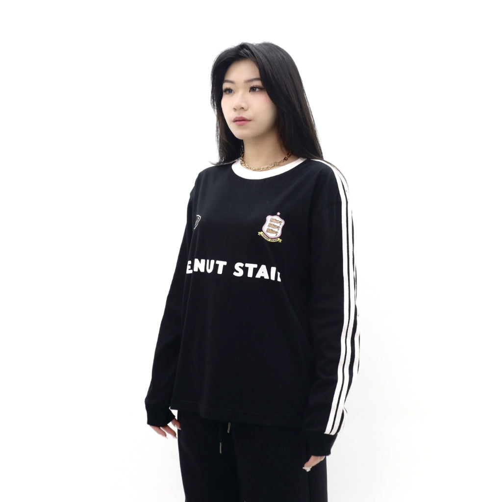 Boxy Long Sleeve Tshirt 4 Stripes Arm black Peanut Stain | Kaos Lengan Panjang | Unisex