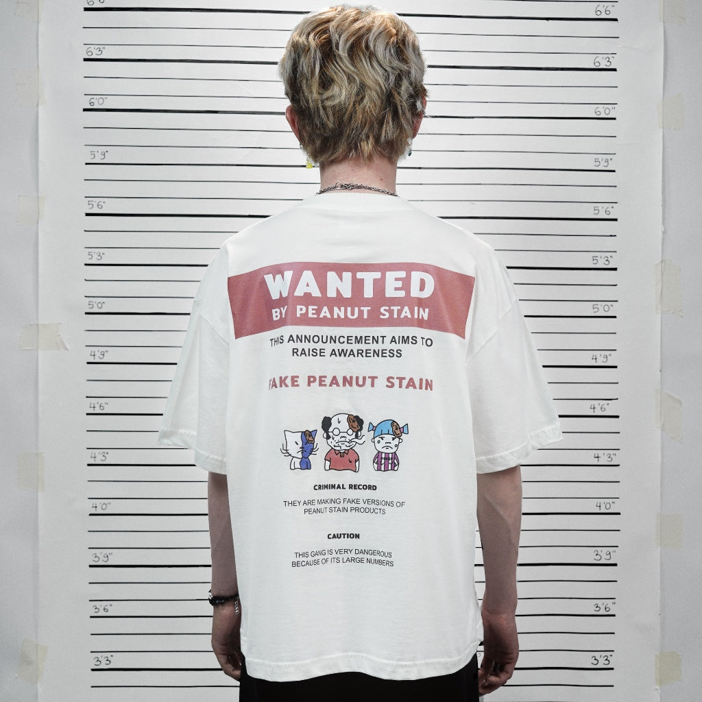 PEANUT STAIN - Fakenut Stain Wanted Ivory Boxy Oversized Tshirt
