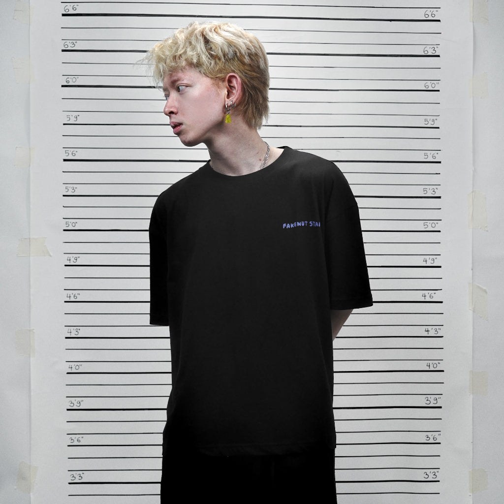 PEANUT STAIN - Fakenut Stain Logo Black Boxy Oversized Tshirt