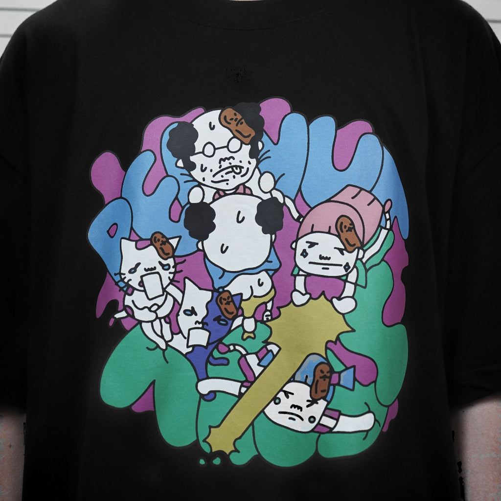 PEANUT STAIN - Fakenut Stain Fighting Black Boxy Oversized Tshirt