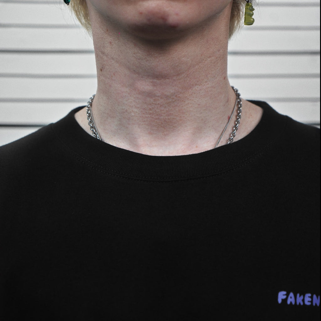 PEANUT STAIN - Fakenut Stain Logo Black Boxy Oversized Tshirt