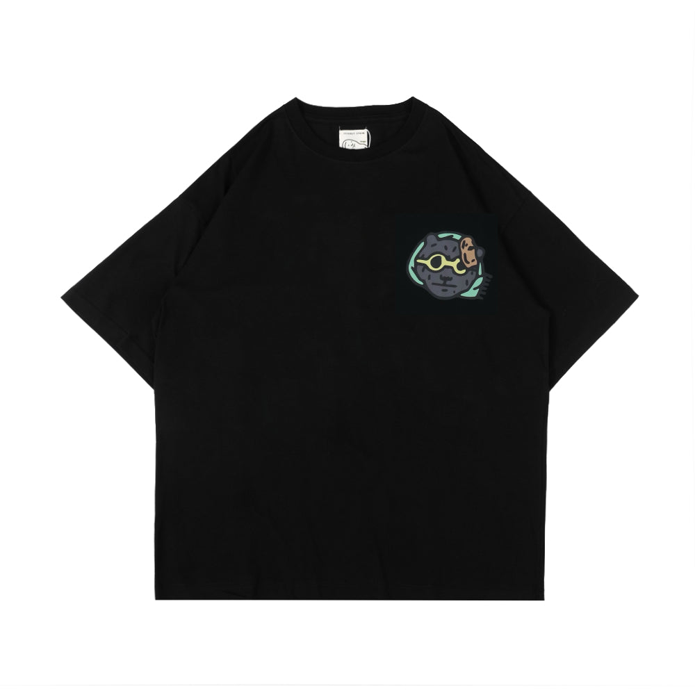 PEANUT STAIN - Not Sleeping Bear With Me Black Oversized Tshirt