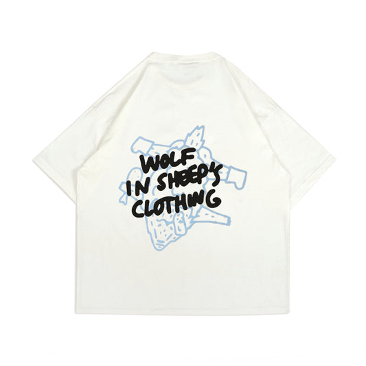 PEANUT STAIN - Not Sleeping Wolf In Sheep's Clothing Ivory Oversized Tshirt