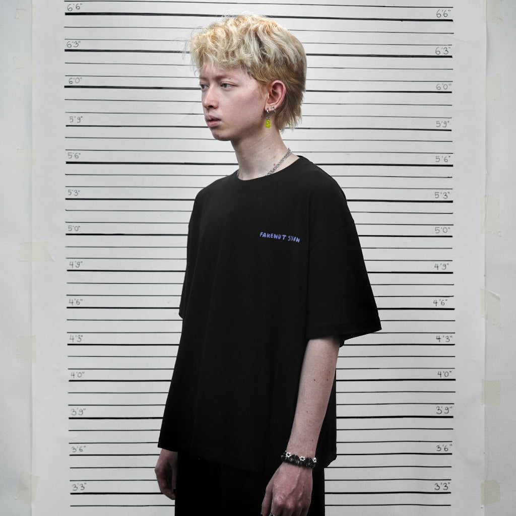 PEANUT STAIN - Fakenut Stain Logo Black Boxy Oversized Tshirt