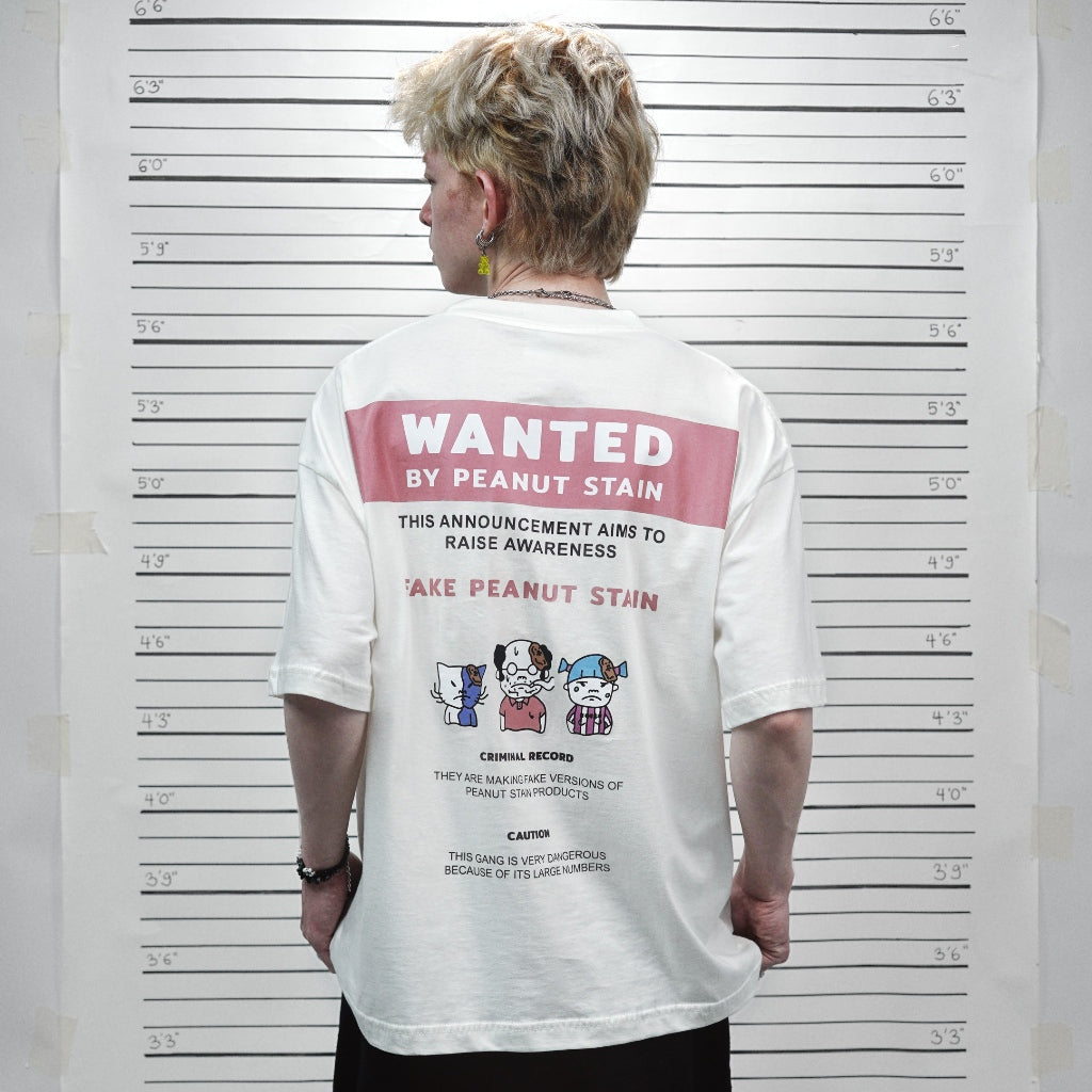 PEANUT STAIN - Fakenut Stain Wanted Ivory Boxy Oversized Tshirt